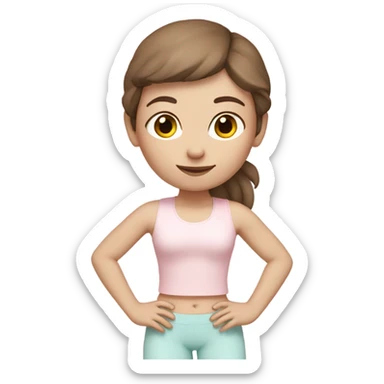 Brown hair pale skin yoga girl light pink clothes n sticker