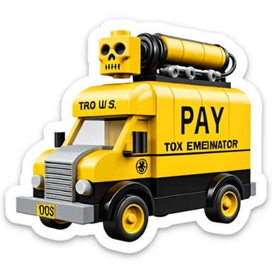 Heroic Lego SuperBug Ron’s toxic-oozing exterminator thorax superminator antique tall moving van hot rod(motto: Pay us to kill ’em) sticker