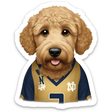 goldendoodle with notre dame jersey sticker