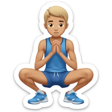 A skinny man squatting with his hands on his knees sticker