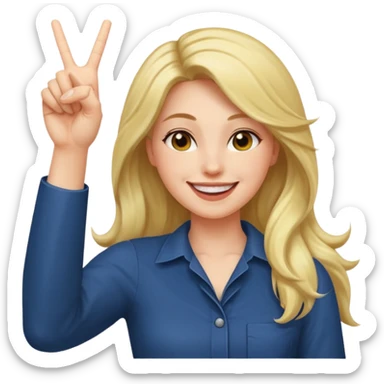  women with open hairs sideways image  one arm victory sign sticker