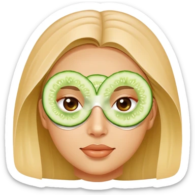 Girl with skincare mask and cucumbers on eyes sticker
