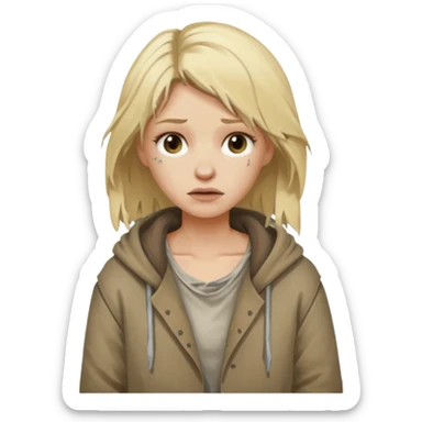a homeless blonde woman sticker