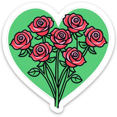 romantic heart-shaped arrangement of roses sticker