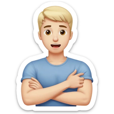 arms crossed holding neck guy sticking out his tongue  sticker