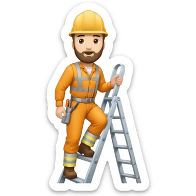 steeplejack man light skin with a beard on a ladder up  a spire sticker