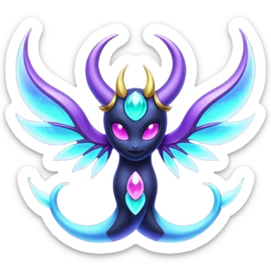 Shiny iridescent glowing dark neon Lunala-Dhelmise-fusion sticker