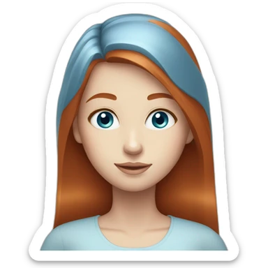 Redhead Girl long straight with pale blue eyes sticker