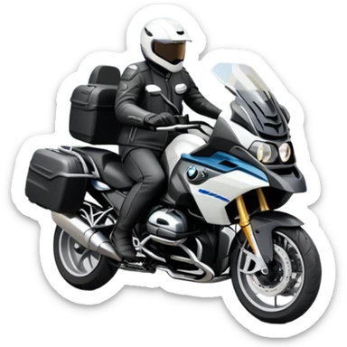 BMW RT1200 touring motorcycle with rider on winding mountain road sticker