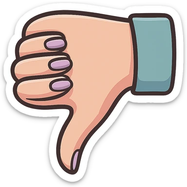 neat female hand with manicure showing dislike (thumb down), side view, thin clean contours, elegant soft rounded shapes, pastel palette #98B5BC, #B5B3C1, #C9A3C9, #E4C0CA, #F7DCD1, #F7C0AA, detailed shadows and highlights, soft lighting, no background sticker