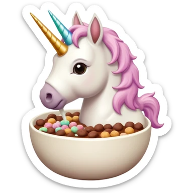 unicorn drinking Cocoa Puff cereal sticker