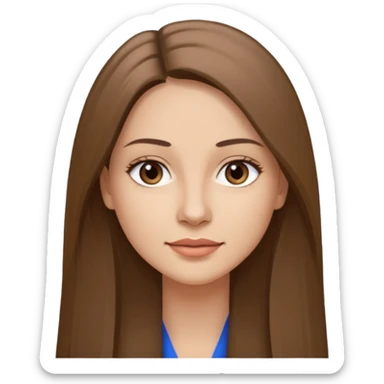 a woman in her 30´s, light skin with medium brown straight hair, long hair. Gray eyes. No eyeglasses. sticker