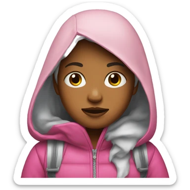 Cold girl with a pink jacket on sticker