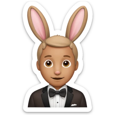 Rabbit ears and bowtie wearring man sticker