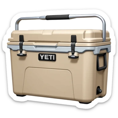 A beige YETI cooler sticker