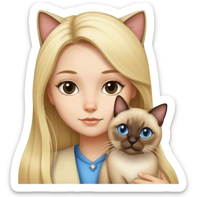 girl with blond long hair with a Siamese cat sticker