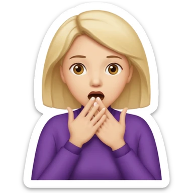 woman surprised with her hands over her mouth, full body sticker