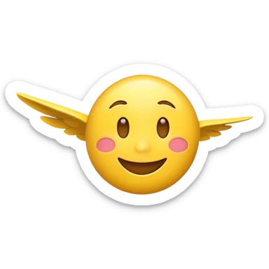 The smile emoji doing the flight emote sticker
