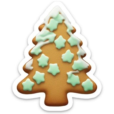 frosted gingerbread cookie shaped like a pine tree sticker