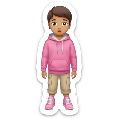 Kid Boy in pink hoodie and sneakers sticker