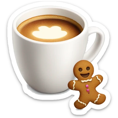 coffee cup with little gingerbread in it with cream sticker