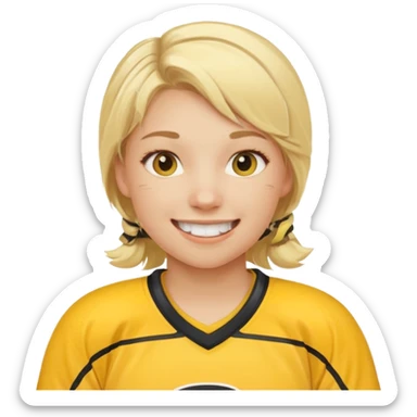 Girl hockey player with yellow jersey sticker