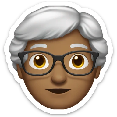 granny with brown straight hair and glasses and braces sticker