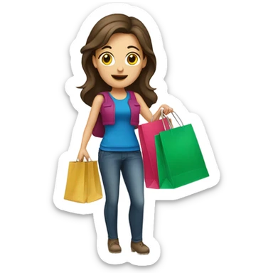 Brunette white woman shopping sticker