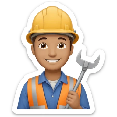 a construction worker holding a farmer's spade towards his shoulder sticker