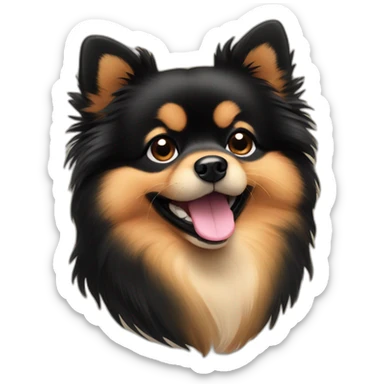 smiling black and tan cute pomeranian sticker