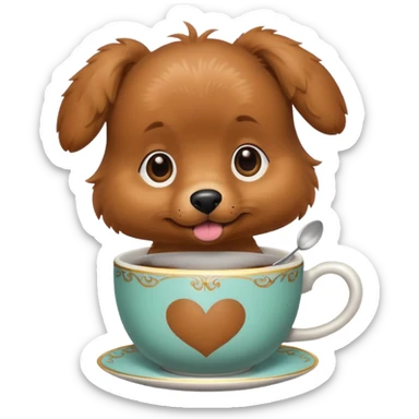 dog with tea cup sticker