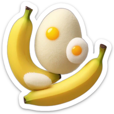 Fuzzy Banana with two fuzzy eggs sticker