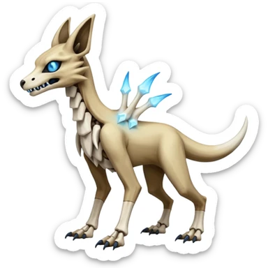 Skeletal Cubone-Marowak-Zoroark-Anubis-Wendigo-Fakémon-hybrid-creature (full body), 4 legs sticker
