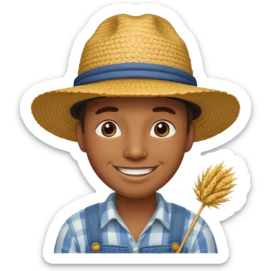 farmer black man with straw hat sticker