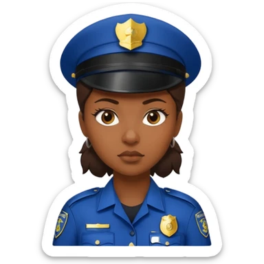 black woman wear police's uniform sticker