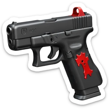 a black Glock 19 with bloody reins. sticker