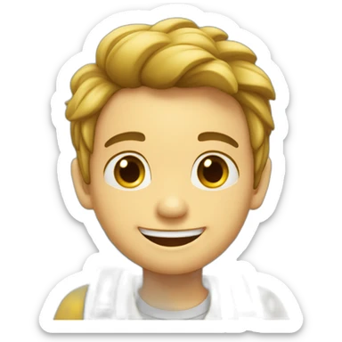 NIÑO FELIZ CON MOCHILA ESCOLAR NUEVA sticker