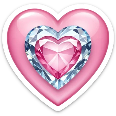 diamond heart with one mini pink heart inside of it  sticker