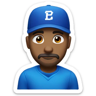 Male gamer blue baseball cap goatee brown eyes sticker