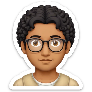 Brahmin indian guy with glasses, curly black hair, and brown skin sticker