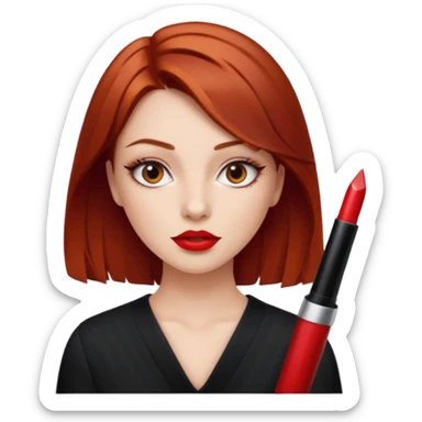 Auburn hair eyebrow slit red lipstick girl sticker