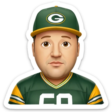 Kevin James as a Green Bay packers fan with a hat on sticker