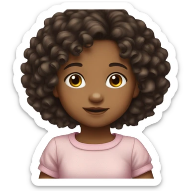 toddler girl dark curly hair medium skin tone sticker