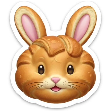 croissant with bunny face sticker