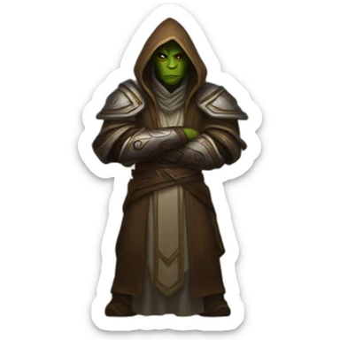 hooded jedi folding arms in world of warcraft sticker