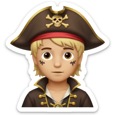 light brown Hispanic boy with blond hair that is dressed as a pirate sticker