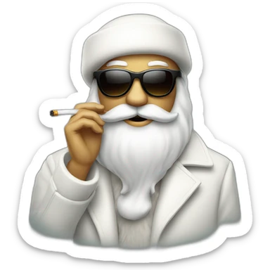 "Fashionable Santa with sunglasses and a cigarette in his mouth." sticker