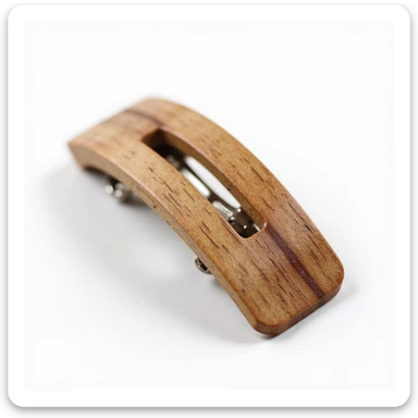 realistic hairclip made of wood material, photorealistic, isolated, no hair, neutral background sticker