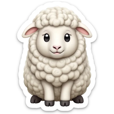 cinematic-[sheep]-realistic-full-body-sitting-emoji,-tail-flicking-lazily,-head-tilted-dramatically,-curly-[white]-fur,-simplified-yet-realistic-focused-features,-highly-detailed,-glowing-with-an-almost-sarcastic-glow sticker
