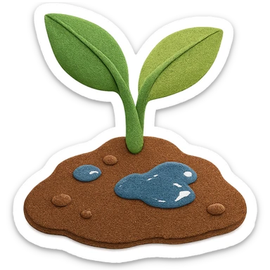 Make the wet soil look even wetter with more visible water and shine, keeping the paper craft style. sticker